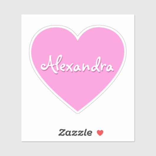 Gepersonaliseerde grote roze hartnaam sticker (Vel)