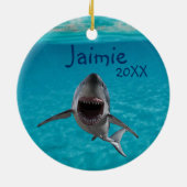 Gepersonaliseerde grote witte haai keramisch ornament (Achterkant)