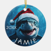 Gepersonaliseerde grote witte haai keramisch ornament (Voorkant)