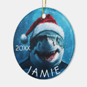 Gepersonaliseerde grote witte haai keramisch ornament (Links)