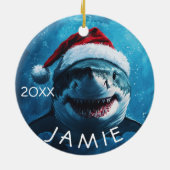 Gepersonaliseerde grote witte haai keramisch ornament (Achterkant)