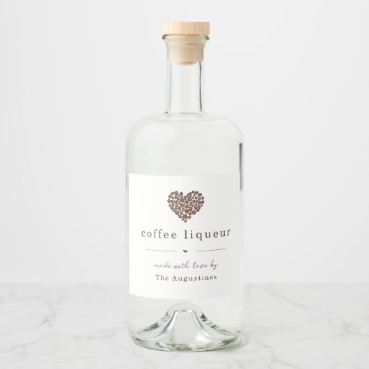 Gepersonaliseerde grote zelfgemaakte koffie likeur likeurfles etiket (Voorkant)
