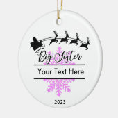 Gepersonaliseerde grote zus kerst aandenken keramisch ornament (Links)