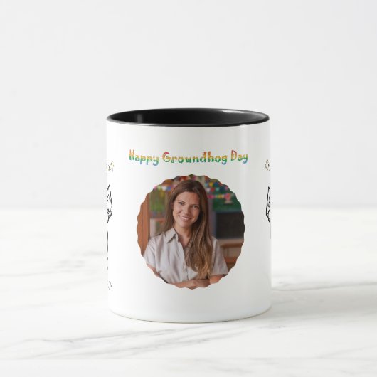 Gepersonaliseerde Groundhog Day Foto's & Naam Gift Mok (Midden)