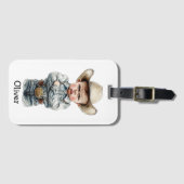 Gepersonaliseerde Grumpy Cowboy in Denim Outfit Bagagelabel (Voorkant (horizontaal))