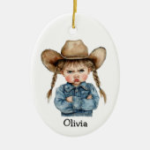 Gepersonaliseerde Grumpy Cowgirl in Denim Jacket Keramisch Ornament (Voorkant)