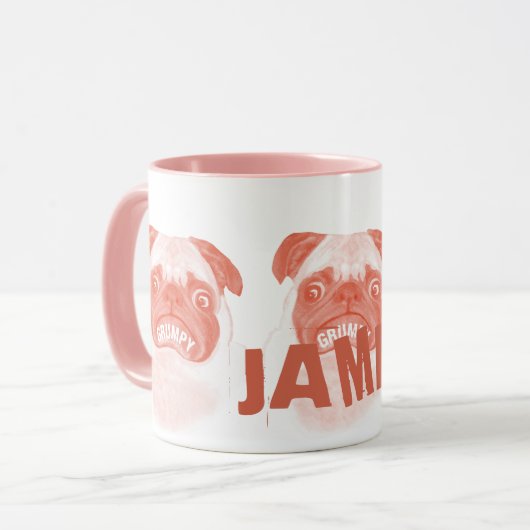 Gepersonaliseerde Grumpy Pug Mok (Voorkant links)