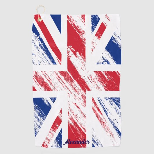 Gepersonaliseerde  Grunge Vlag van het Verenigd Ko Golfhanddoek (Voorkant)