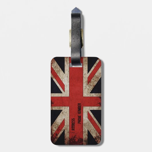 Gepersonaliseerde  Grunge Vlag Verenigd Koninkrijk Bagagelabel (Achterkant verticaal)
