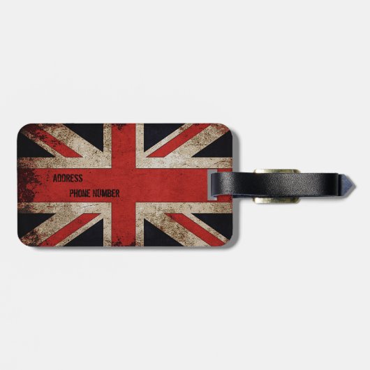Gepersonaliseerde  Grunge Vlag Verenigd Koninkrijk Bagagelabel (Achterkant horizontaal)