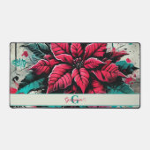 Gepersonaliseerde Grungy Poinsettia Bloemen Graffi Bureaumat (Voorkant)