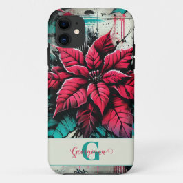 Gepersonaliseerde Grungy Poinsettia Bloemen Graffi Case-Mate iPhone Case