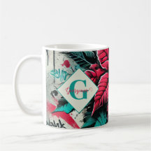 Gepersonaliseerde Grungy Poinsettia Bloemen Graffi