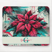 Gepersonaliseerde Grungy Poinsettia Bloemen Graffi Muismat (Voorkant)