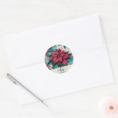 Gepersonaliseerde Grungy Poinsettia Bloemen Graffi Ronde Sticker (Envelop)