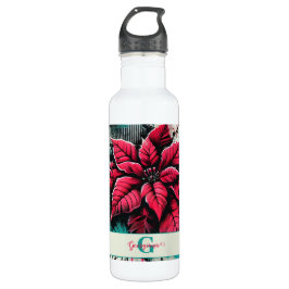 Gepersonaliseerde Grungy Poinsettia Bloemen Graffi Waterfles