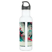 Gepersonaliseerde Grungy Poinsettia Bloemen Graffi Waterfles (Achterkant)