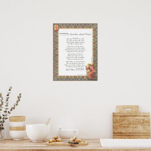 Gepersonaliseerde Guardian Angel Baptism Birth Pra Poster (Keuken)