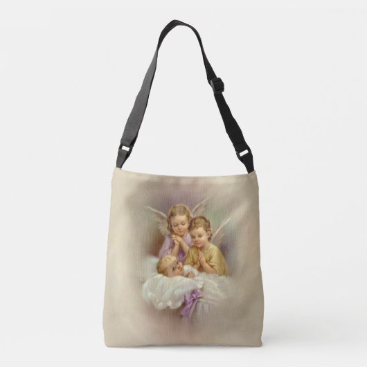 Gepersonaliseerde Guardian Angel Cherubs Baby Clou Crossbody Tas (Achterkant)