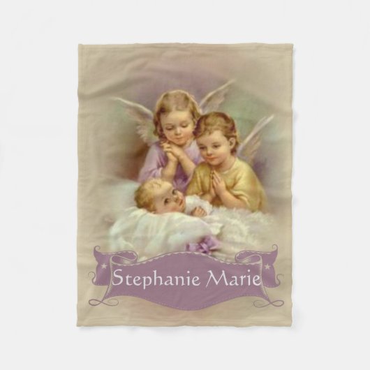 Gepersonaliseerde Guardian Angel Cherubs-baby in d Fleece Deken (Voorkant)