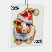 Gepersonaliseerde Guinea Pig met Santa Hat Keramisch Ornament (Rechts)
