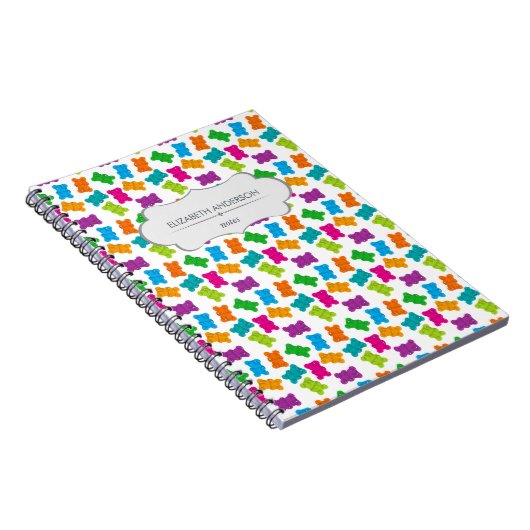 Gepersonaliseerde Gummy Beren Pattern Notitieboek (Rechterzijde)
