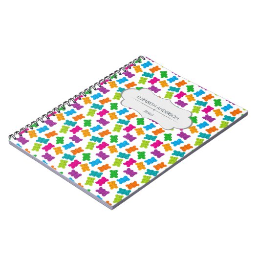Gepersonaliseerde Gummy Beren Pattern Notitieboek (Linkerzijde)