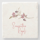 Gepersonaliseerde gunsten Waterverf Botanische bes Stenen Onderzetter (Voorkant)