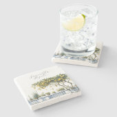 Gepersonaliseerde gunsten Waterverf Citroenblauw T Stenen Onderzetter (Zijkant)