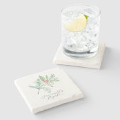 Gepersonaliseerde gunsten Waterverf Kerstmis Botan Stenen Onderzetter (Zijkant)