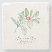 Gepersonaliseerde gunsten Waterverf Kerstmis Botan Stenen Onderzetter (Voorkant)