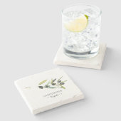 Gepersonaliseerde gunsten Waterverf olijftak Stenen Onderzetter (Zijkant)