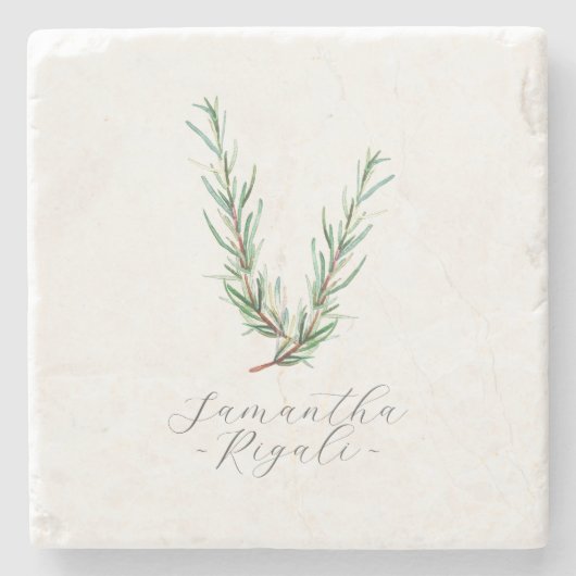 Gepersonaliseerde gunsten Waterverf Rozemarijn Stenen Onderzetter (Voorkant)