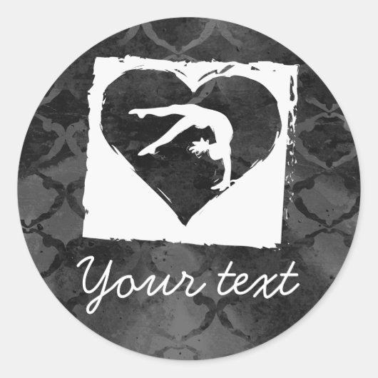 Gepersonaliseerde Gymnastiek Dans Hart Grijs Ronde Sticker (Voorkant)