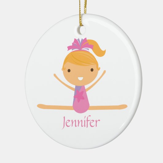 Gepersonaliseerde gymnastiek gespleten kinder vers keramisch ornament (Links)