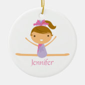 Gepersonaliseerde gymnastiek gespleten kinder vers keramisch ornament (Voorkant)