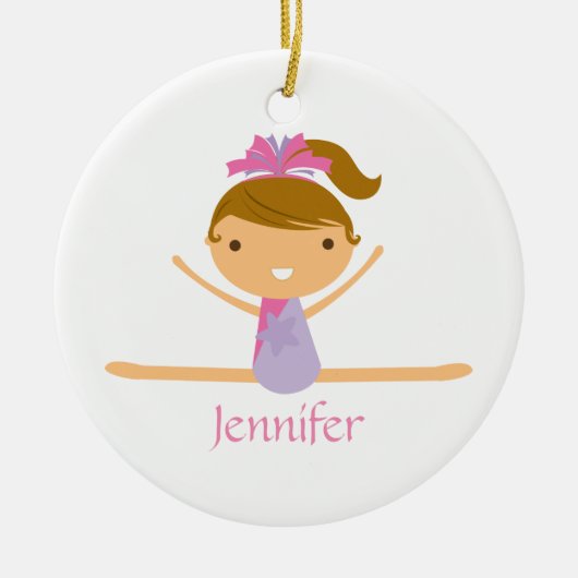 Gepersonaliseerde gymnastiek gespleten kinder vers keramisch ornament (Voorkant)