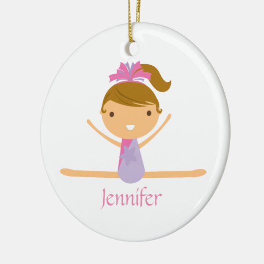 Gepersonaliseerde gymnastiek gespleten kinder vers keramisch ornament (Links)
