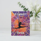 Gepersonaliseerde Gymnastiek Halloween Spiderweb Briefkaart (Staand voorkant)