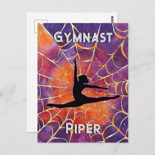 Gepersonaliseerde Gymnastiek Halloween Spiderweb Briefkaart (Voorkant / Achterkant)