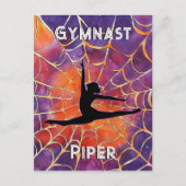 Gepersonaliseerde Gymnastiek Halloween Spiderweb Briefkaart (Voorkant)