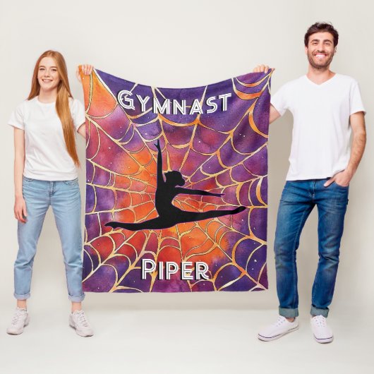 Gepersonaliseerde Gymnastiek Halloween Spiderweb Fleece Deken (In situ)