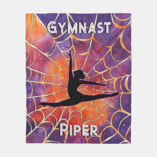 Gepersonaliseerde Gymnastiek Halloween Spiderweb Fleece Deken (Voorkant)