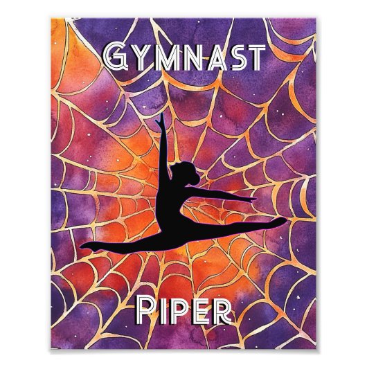 Gepersonaliseerde Gymnastiek Halloween Spiderweb Foto Afdruk (Voorkant)