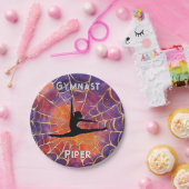 Gepersonaliseerde Gymnastiek Halloween Spiderweb Papieren Bordje (Feest)