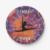 Gepersonaliseerde Gymnastiek Halloween Spiderweb Papieren Bordje (Voorkant)