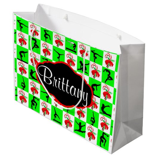 GEPERSONALISEERDE GYMNASTIEK KERSTCADEAU TAS LARGE CADEAUTASJE (Achterkant Gekanteld)