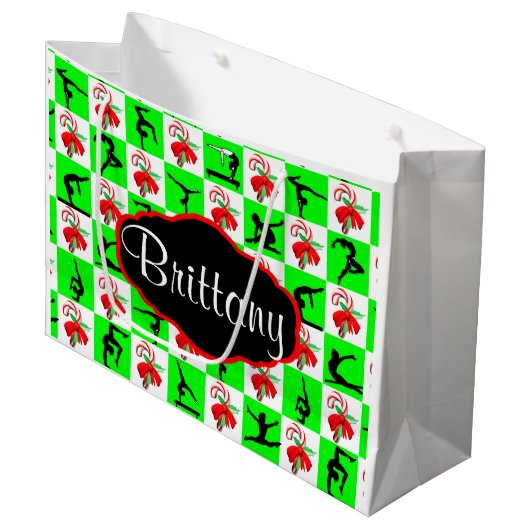 GEPERSONALISEERDE GYMNASTIEK KERSTCADEAU TAS LARGE CADEAUTASJE (Voorkant Gekanteld)