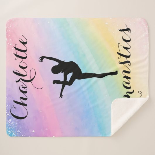 Gepersonaliseerde Gymnastiek Regenboog Gradient Sherpa Deken (Voorkant (horizontaal))