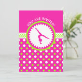 Gepersonaliseerde Gymnastiek Roze Groene Polka-Sti Kaart (Staand voorkant)